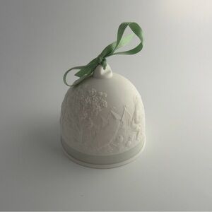 1992 Lladro Summer Bell Matte Finish Christmas Bell in White and light green